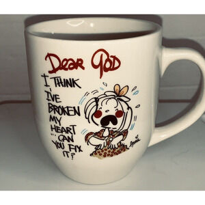 Dear God Mug I think I've Broken My Heart Can you fix it Coffee Annie 16oz EUC
